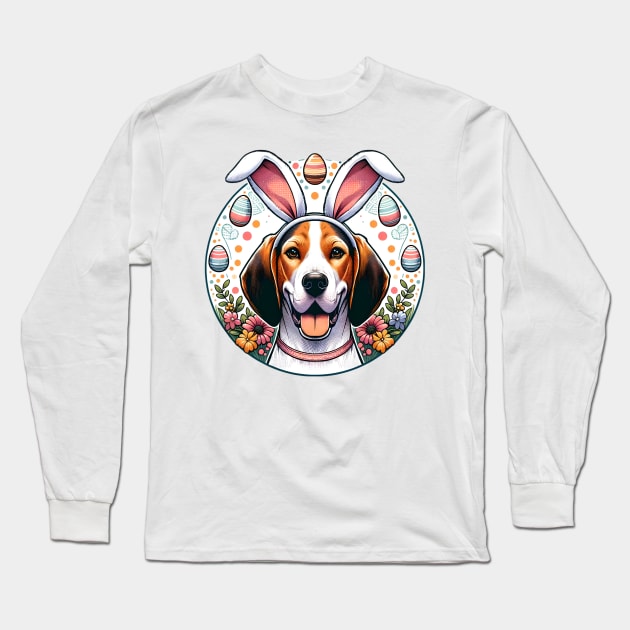 Treeing Walker Coonhound Enjoys Easter with Bunny Ears Long Sleeve T-Shirt by ArtRUs